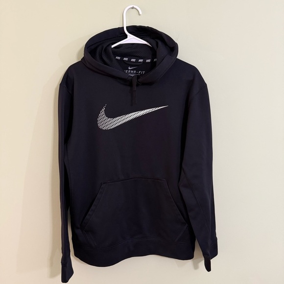 Nike men’s black Sweatshirt therma-fit size medium front swoosh logo - Picture 1 of 6